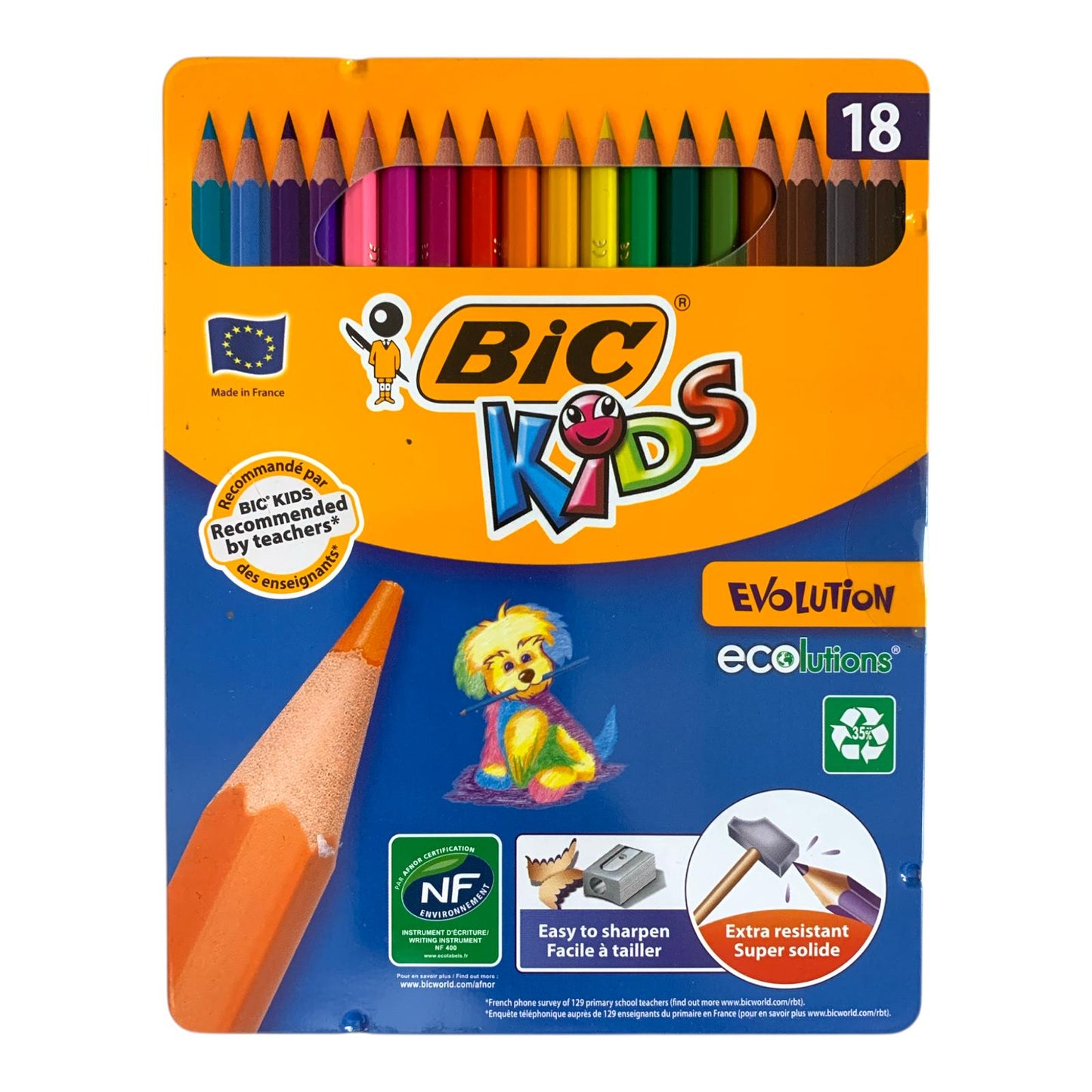 Bic Kids Evolution 18 Colored Pencils Tin Case || الوان خشبية بيك للاطفال 18 لون علبة حديد