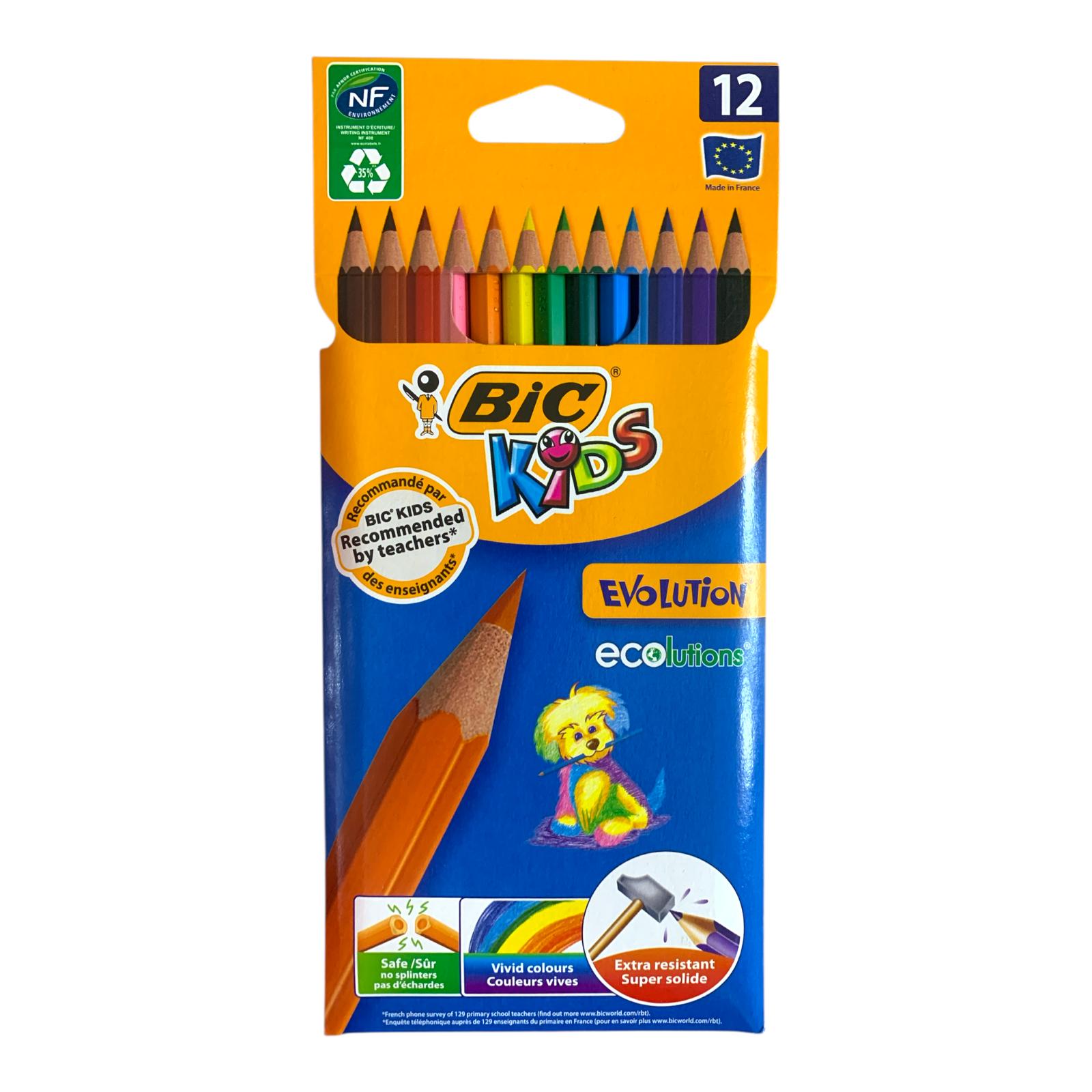 Bic Kids Evolution 12 Colored Pencils || الوان خشبية بيك للاطفال 12 لون