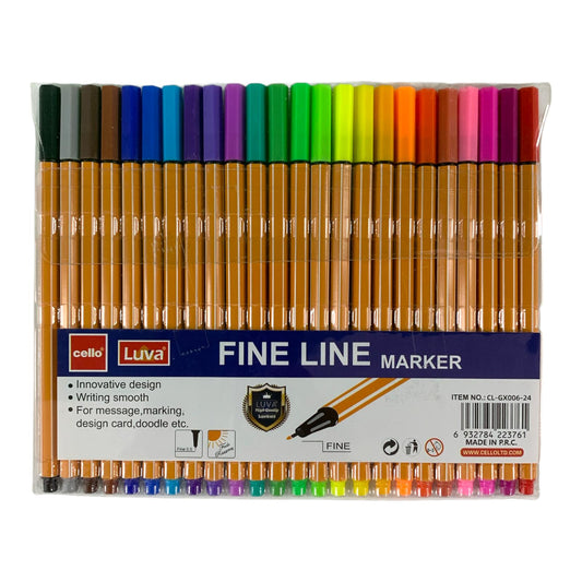 Cello Fineliner Pen Marker 24 Colors || اقلام راس ضعيف سيلو 24 لون