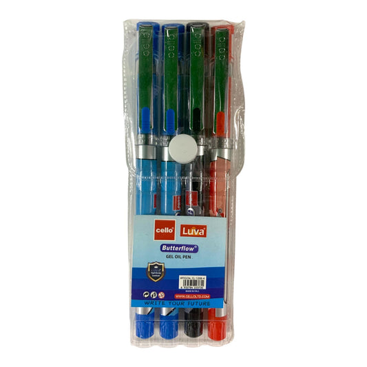 Cello Butterflow Ballpoint Pens 4 Pcs || باكيت اقلام حبر سيلو بترفلو 4 قلم