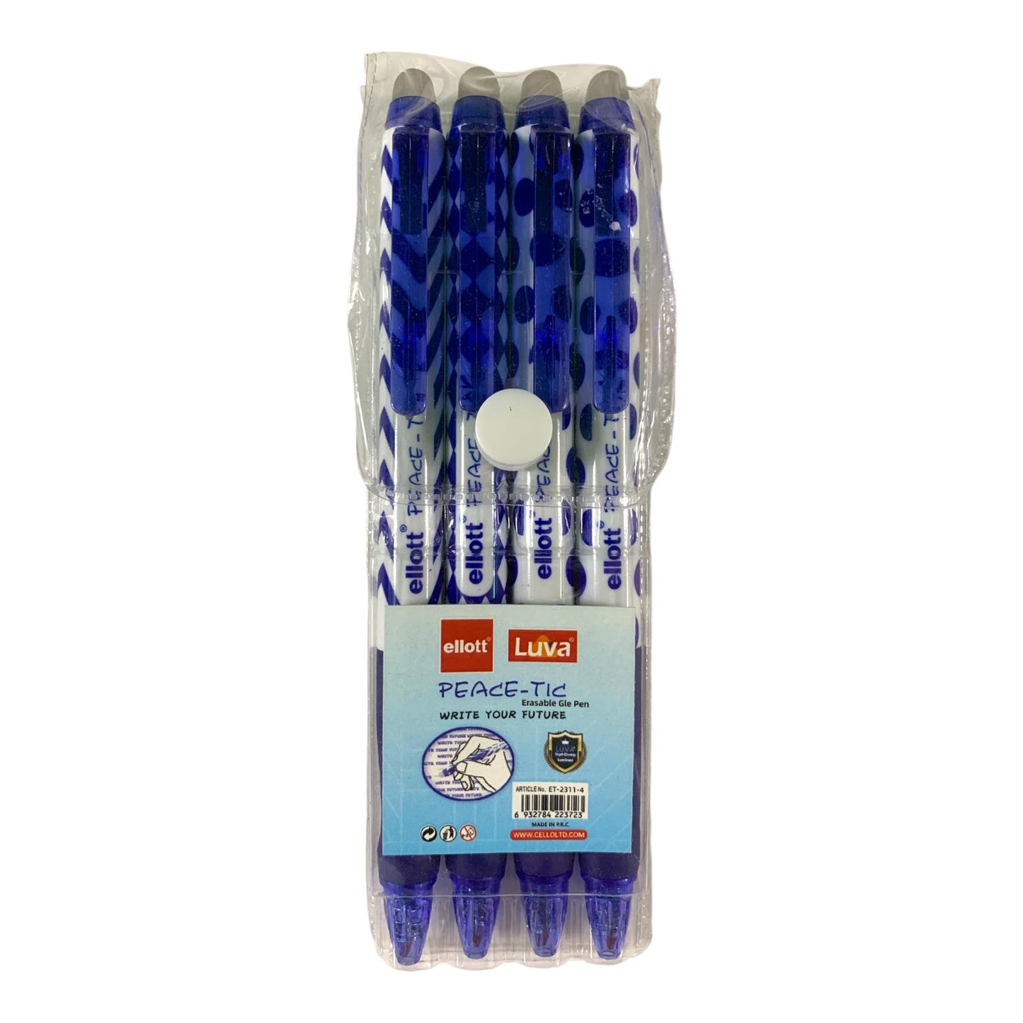 Cello Peace tic Erasable Ballpoint Pens 4 Pcs || باكيت اقلام حبر سيلو ماسح بييس تك 4 قلم