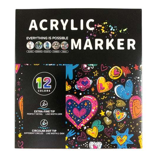 Acrylic Marker 12 Color Set || اقلام اكريليك ماركر 12 لون