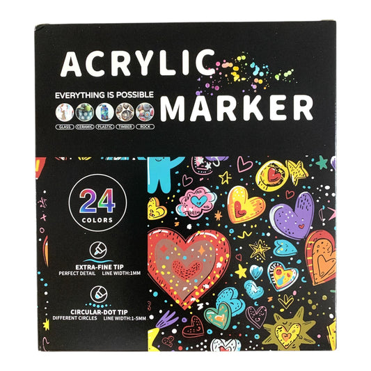 Acrylic Marker 24 Color Set || اقلام اكريليك ماركر 24 لون