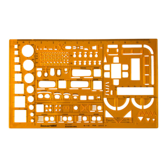 Architectural Furniture Drawing Template Ruler (NO.4357) || مسطرة اثاث هندسية 4357