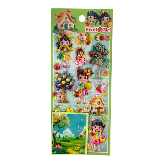 A&T Embossed Stickers Fruit Girl #1 || ستيكرات بارزة اي اند تي فرووت جيرل #1