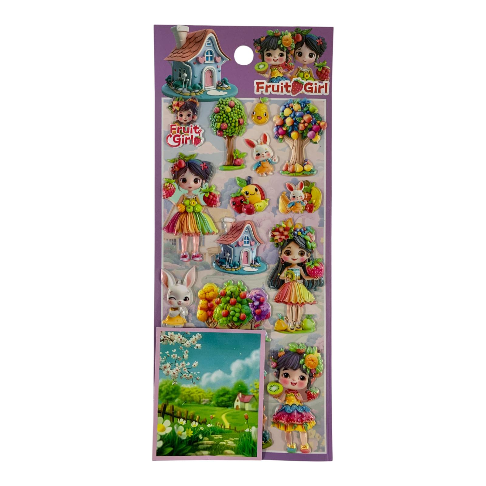 A&T Embossed Stickers Fruit Girl #2 || ستيكرات بارزة اي اند تي فرووت جيرل #2