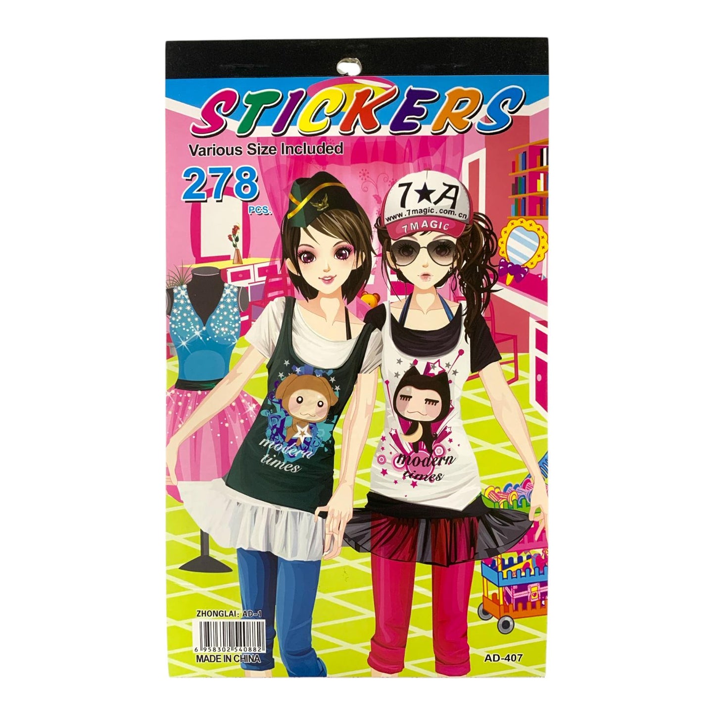 A&T Sticker Book 288 Pcs Girls #1 || دفتر ستيكرات اي اند تي 288 ستيكر بناتي #1