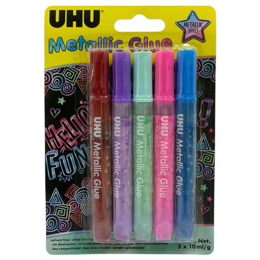 UHU Metallic Glue 5 Colors 10 ml || اصابع صمغ يوهو ميتاليك 5 لون 10 مل