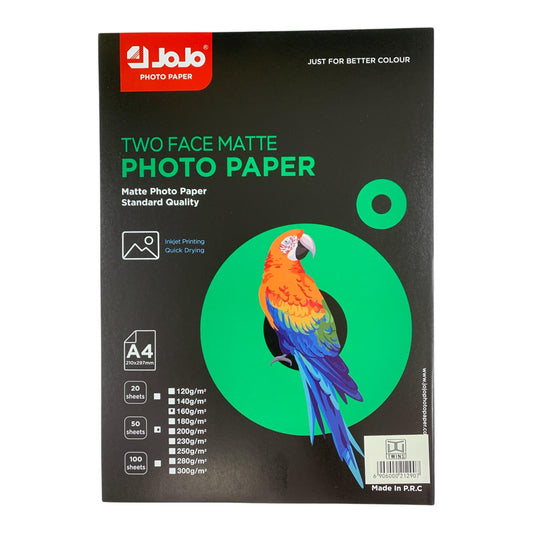 Jojo Two Face Matte Photo Paper 50 Sheets A4 Size 160 gsm || ورق جوجو مطفي وجهين ٥٠ ورقة حجم اي فور سماكة 160 جرام