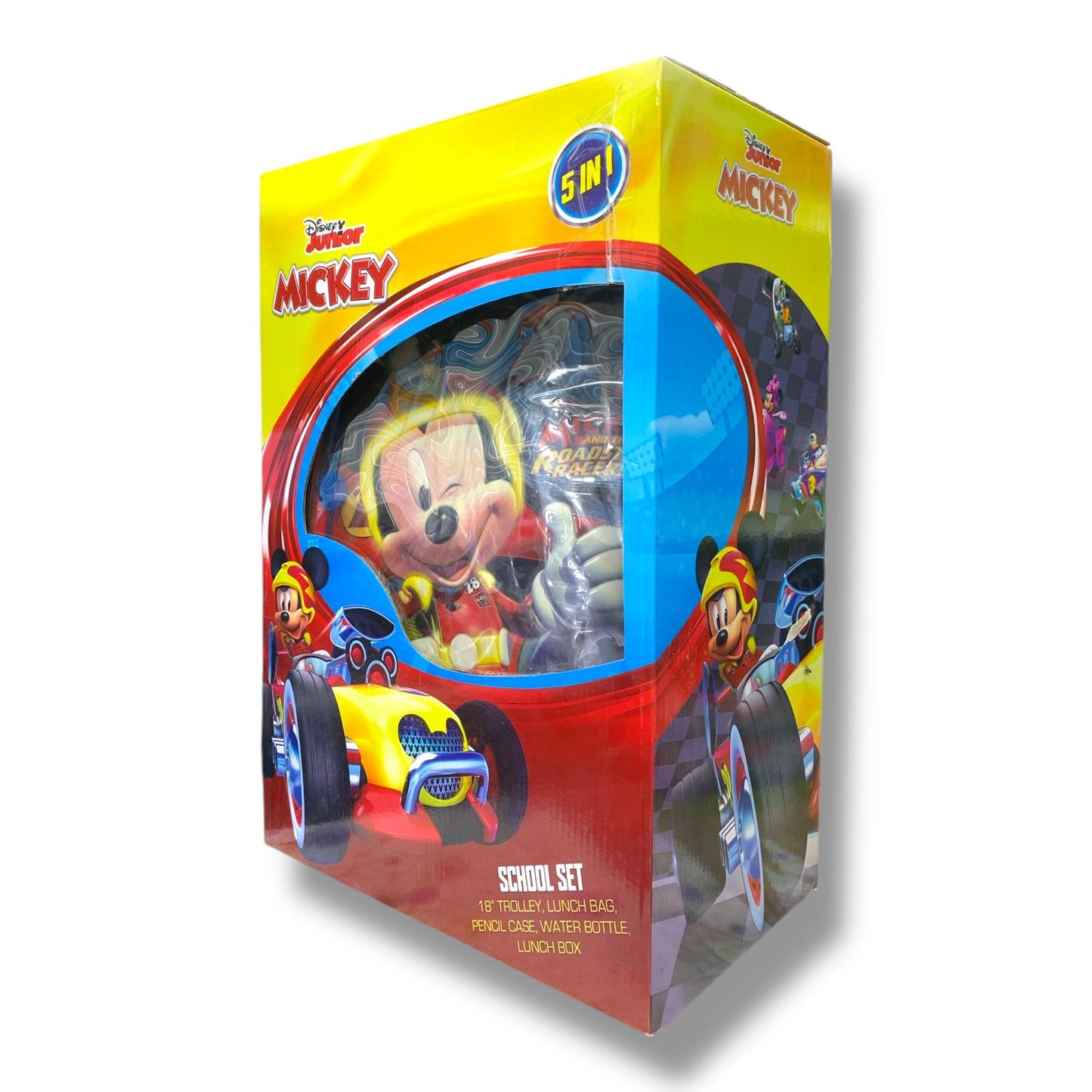 Mickey 5 in 1 School Set 18" Trolley Bag Lunch Bag Pencil Case Lunch Box Water Bottle  || بوكس العودة للمدرسة 5 قطع جنطة ترولي كبيرة 18 انش شنطة اكل مقلمة لانش بوكس مطارة ماء ميكي