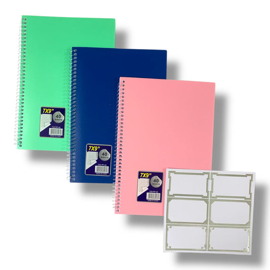 A&T Package 3 Notebooks 7x9 40 Pages Assorted Colors || مجموعة دفاتر اي اند تي 3 حبة حجم7*9 40 ورقة الوان متنوعة