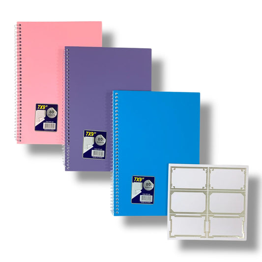 A&T Package 3 Notebooks 7x9 80 Pages Assorted Colors || مجموعة دفاتر اي اند تي 3 خبة حجم7*9 80 ورقة الوان متنوعة