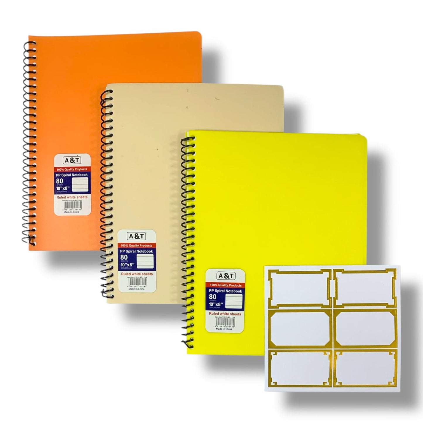 A&T Package 3 8x10 Notebooks 80 Pages Assorted Colors || مجموعة دفاتر اي اند تي 3 حبة حجم 8*10 عدد 80 ورقة الوان متنوعة