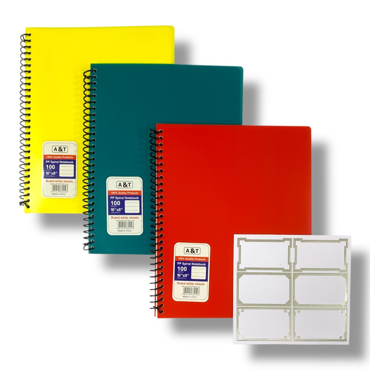 A&T Package 3 8x10 Notebooks 100 Pages Assorted Colors || مجموعة دفاتر اي اند تي 3 خبة حجم 8*10 عدد 100 ورقة الوان متنوعة