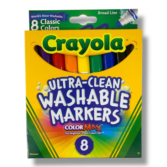 Crayola 8 Classic Colors Ultra Clean Washable Markers Broad Line || الوان شينية 8 لون كرايولا خط عريض واشابل قابل للغسل