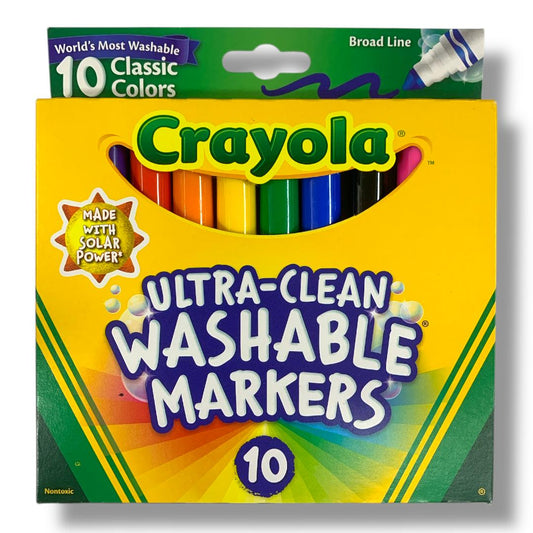 Crayola 10 Classic Colors Ultra Clean Washable Markers Broad Line || الوان شينية 10 لون كرايولا خط عريض واشابل قابل للغسل