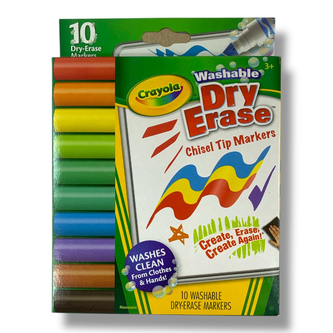 Crayola Washable Dry Erase Chisel Tip Markers 10 Colors || اقلام سبورة كرايولا 10 لون راس مشطوف