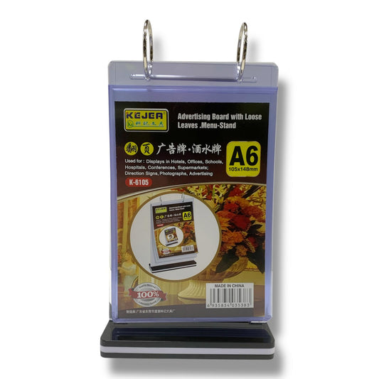 Advertising Board with Loose Leaves Menu Stand A6 L || ستاند كروت حجم اي ستة بالطول