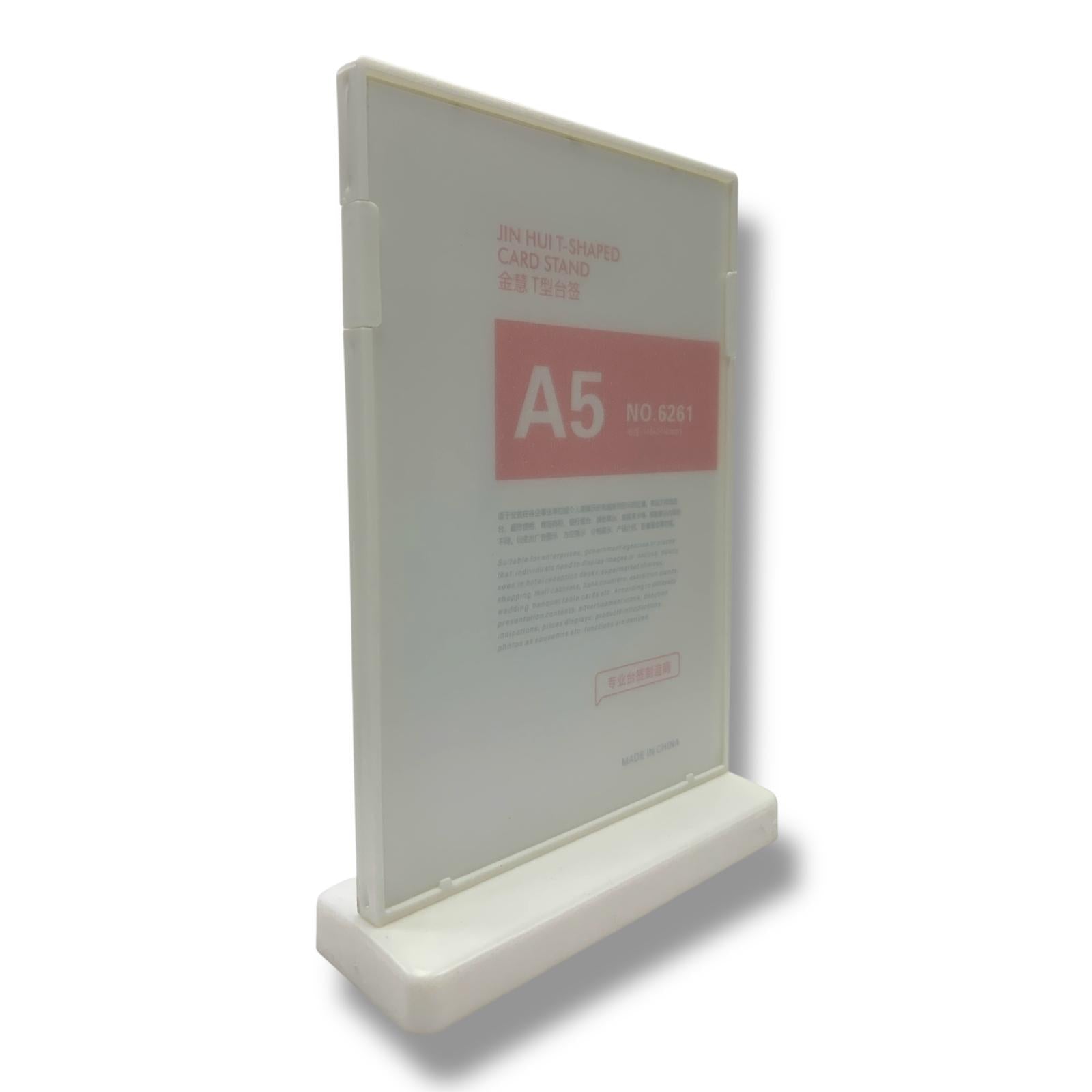 T Shaped Card Stand A5 Size White || ستاند عرض حجم اي فايف لون ابيض 