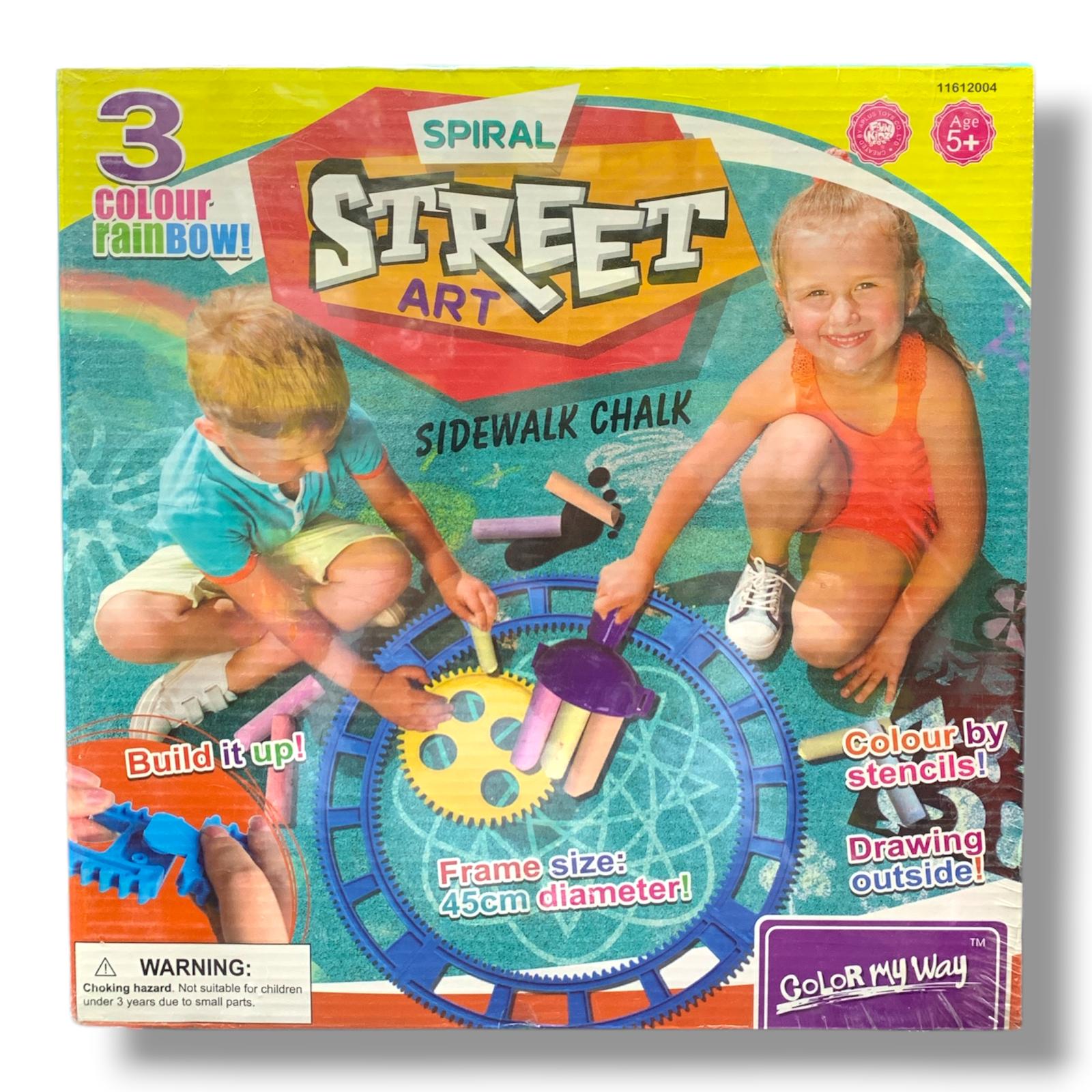 Spiral Street Art Side Walk Chalk || رسم ستنسل خارجي كبير بالطبشور للاطفال