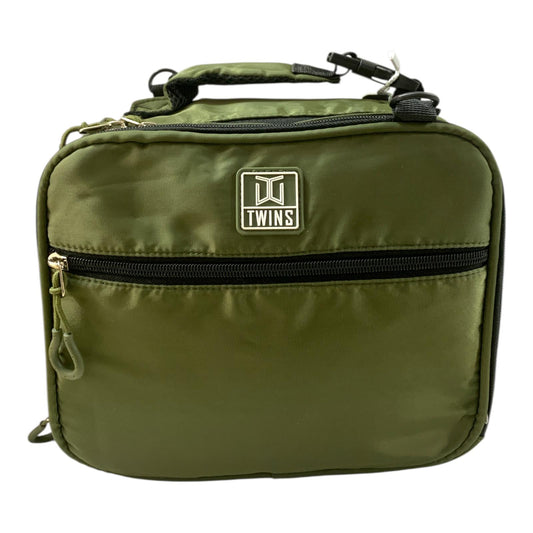 Twins Insulated Lunch Bag Stylish & Reusable Lunch Box for Kids & Adults Olive Green || شنطة اكل توينز اي اند تي سحابين للمدرسة و الدوامات لون اخضر زيتي