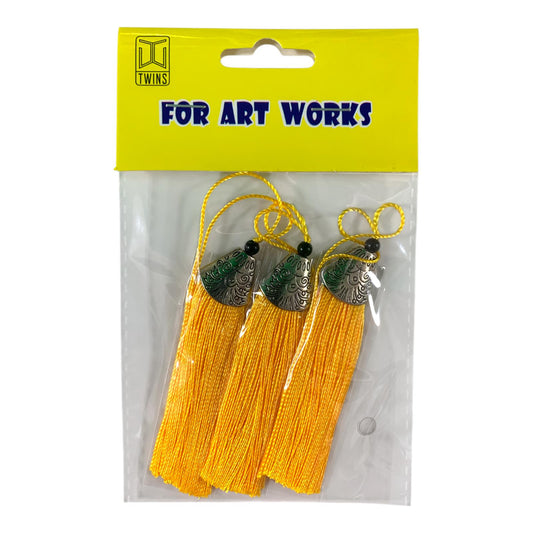 Silk Tassels with Decorative Caps 3-Pack for Art and Crafts #2 || كراكيش ملونة براس حديد 3 قطعة للاشغال اليدوية #2
