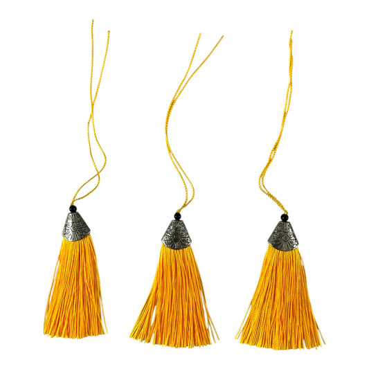 Silk Tassels with Decorative Caps 3-Pack for Art and Crafts #2 || كراكيش ملونة براس حديد 3 قطعة للاشغال اليدوية #2