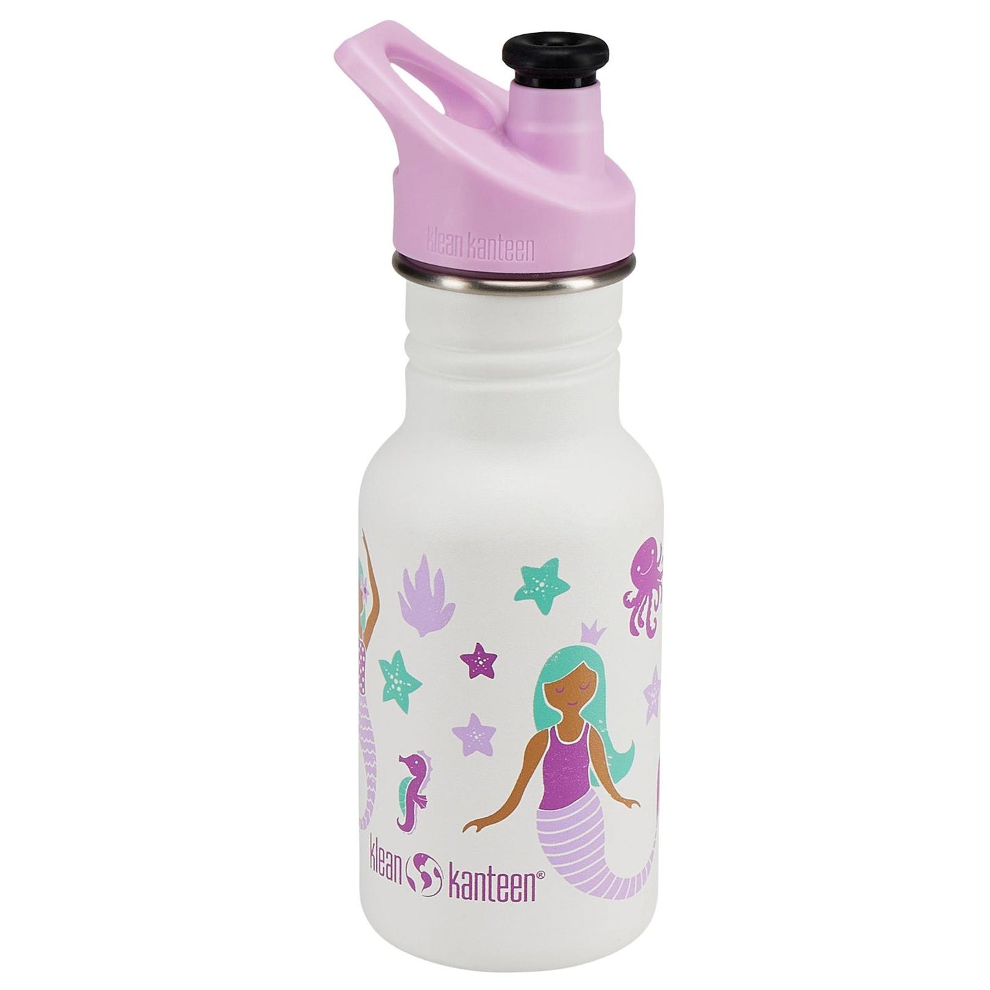Klean Kanteen Kid Classic 355ml Water Bottle Kid Sport Cap Mermaid || مطارة ماء كليين كانتيين للاطفال 355 مل مع غطاء مخصص للاطفال حورية البحر