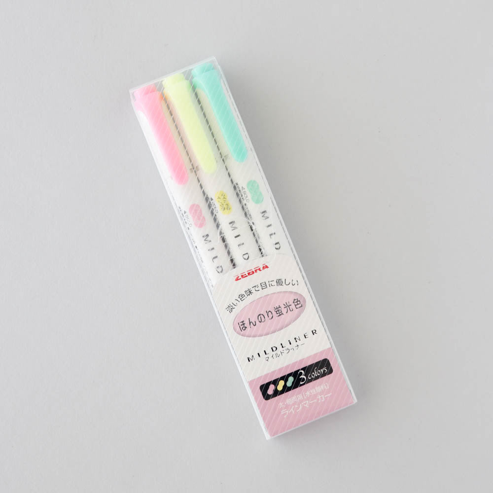 Zebra Mildliner Highlighter Basic Set 3 Colors || زيبرا  طقم فوسفوري راسين بيسك كرت ميلد لاينر 3 ألوان