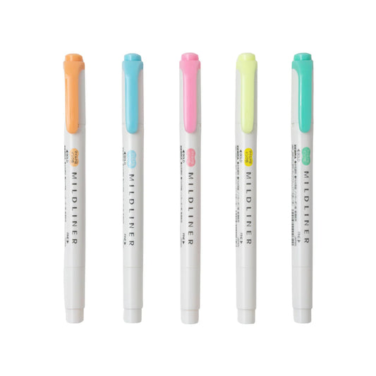 Zebra Midliner Highlighter Pen Set 5 Semi Florescent Colors || زيبرا  مجموعة أقلام تحديد فوسفوري ميلد لاينر 5 ألوان فسفورية