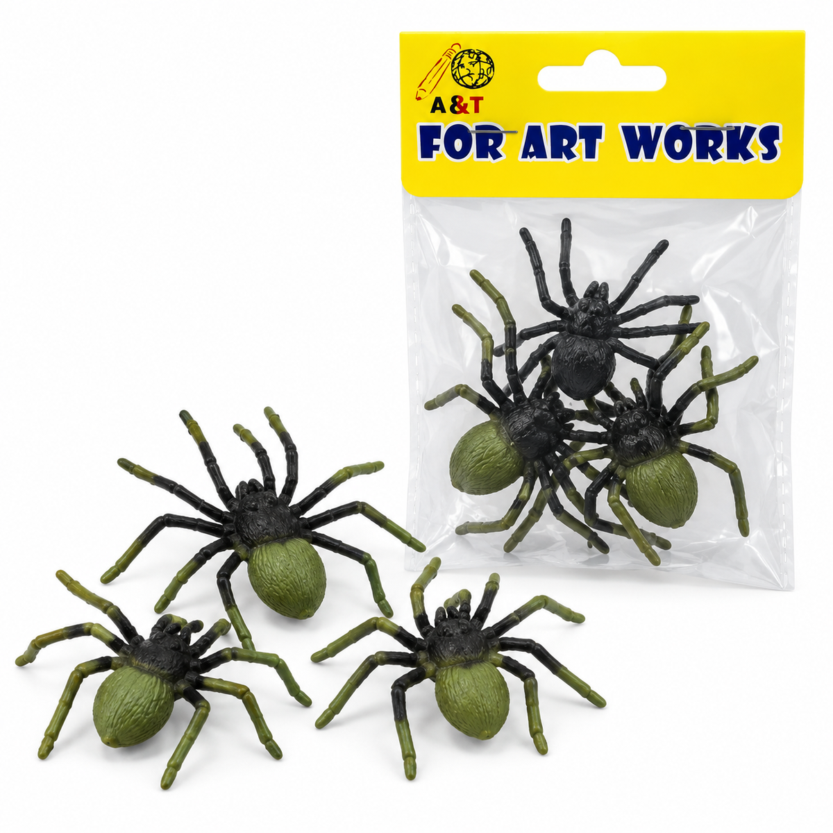 A&T black and olive spider figures 3 pieces