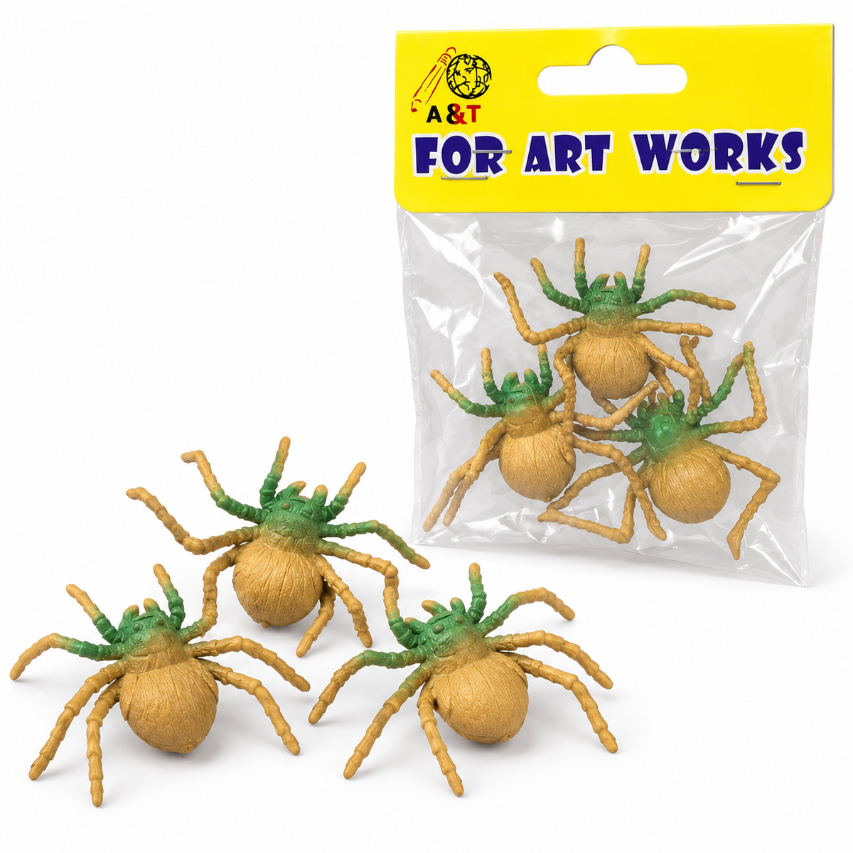 A&T spider figures tan and green 3 pieces