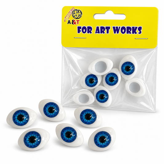 A&T Blue Iris Craft Eyes 6-Piece Pack || عيون بلاستيك زرقاء للأشغال اليدوية 6 قطع