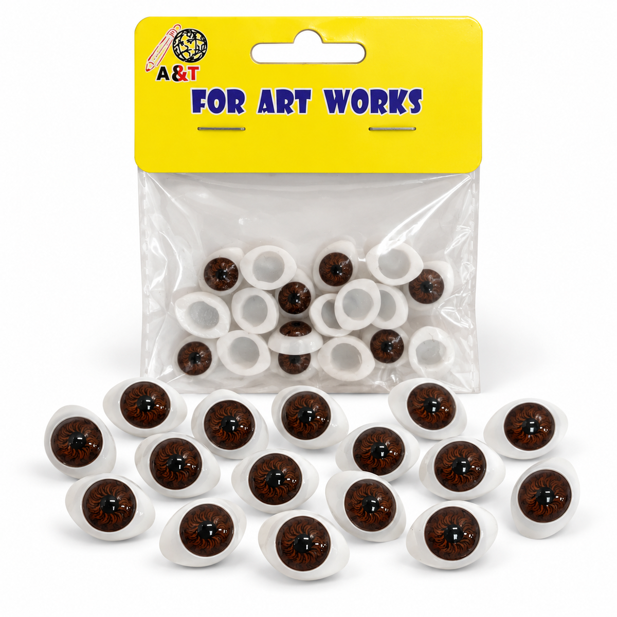 A&T Brown Iris Craft Eyes Pack || عيون بلاستيك بنية للأشغال اليدوية