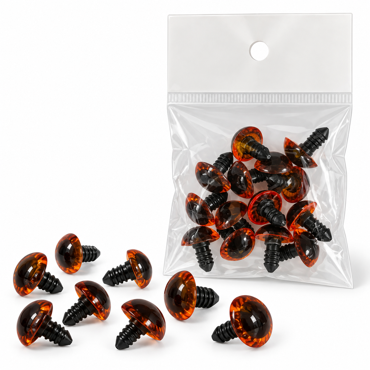 Atlas Amber Safety Eyes with Screw Backs || عيون أمان كهرمانية بقاعدة لولبية