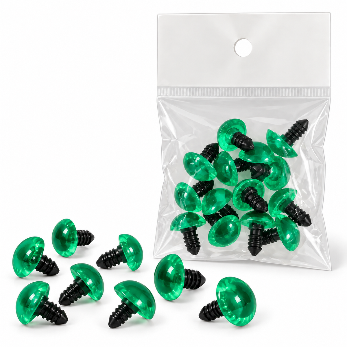Atlas Green Cartoon Safety Eyes with Screw Backs || عيون أمان كرتونية خضراء بقاعدة لولبية