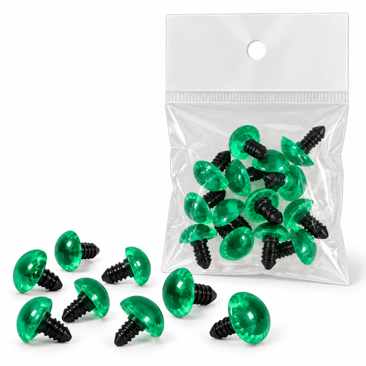 Atlas Green Cartoon Safety Eyes with Screw Backs || عيون أمان كرتونية خضراء بقاعدة لولبية