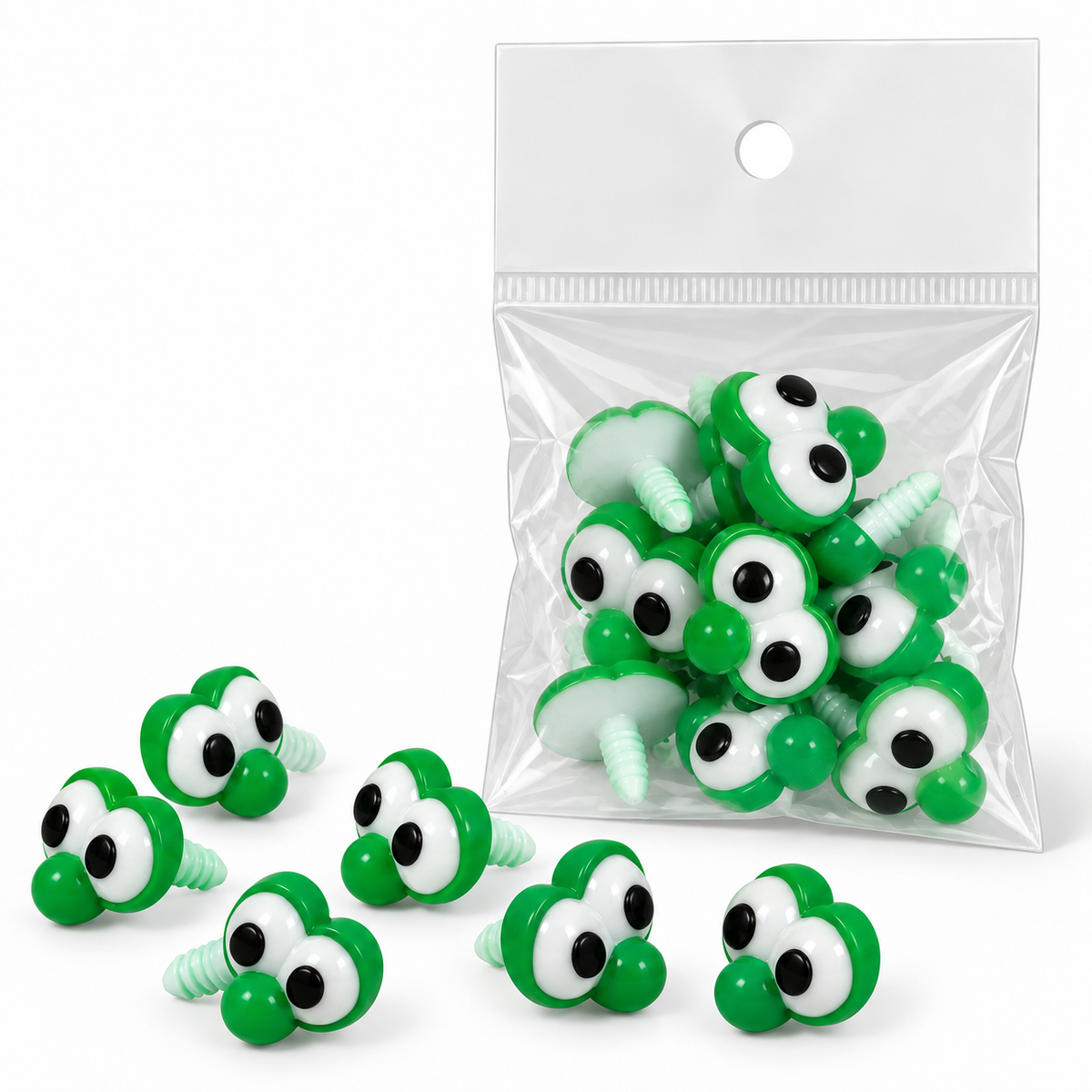 Atlas Translucent Green Safety Eyes with Screw Backs || عيون أمان خضراء شفافة بقاعدة لولبية