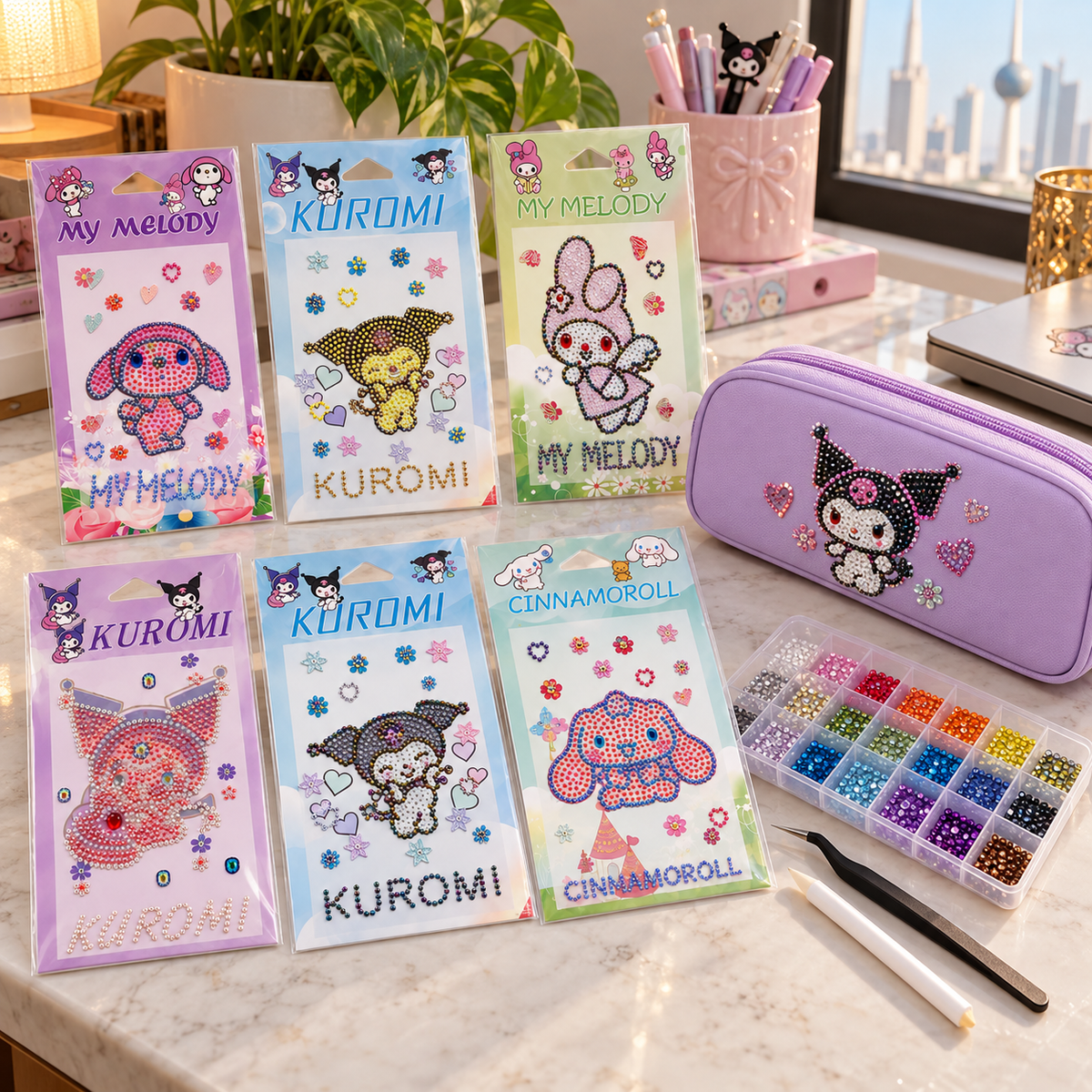 Bedazzeled crystal Sticker Assorted Colors Kuromi and Friends || ستيكر كريستال شخصيات كورومي