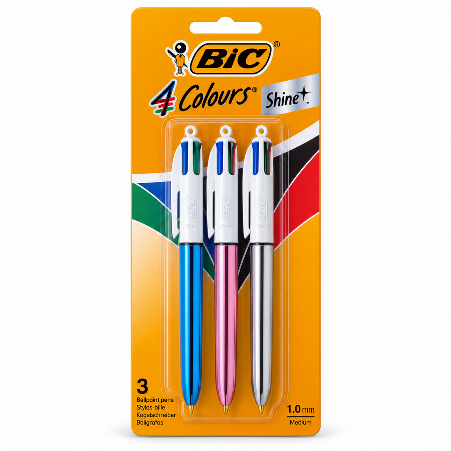 BIC 4 Colours Shine Metallic Pens – Pack of 3 || طقم أقلام بيك 4 ألوان ميتالك 3 حبة | 3086123331686