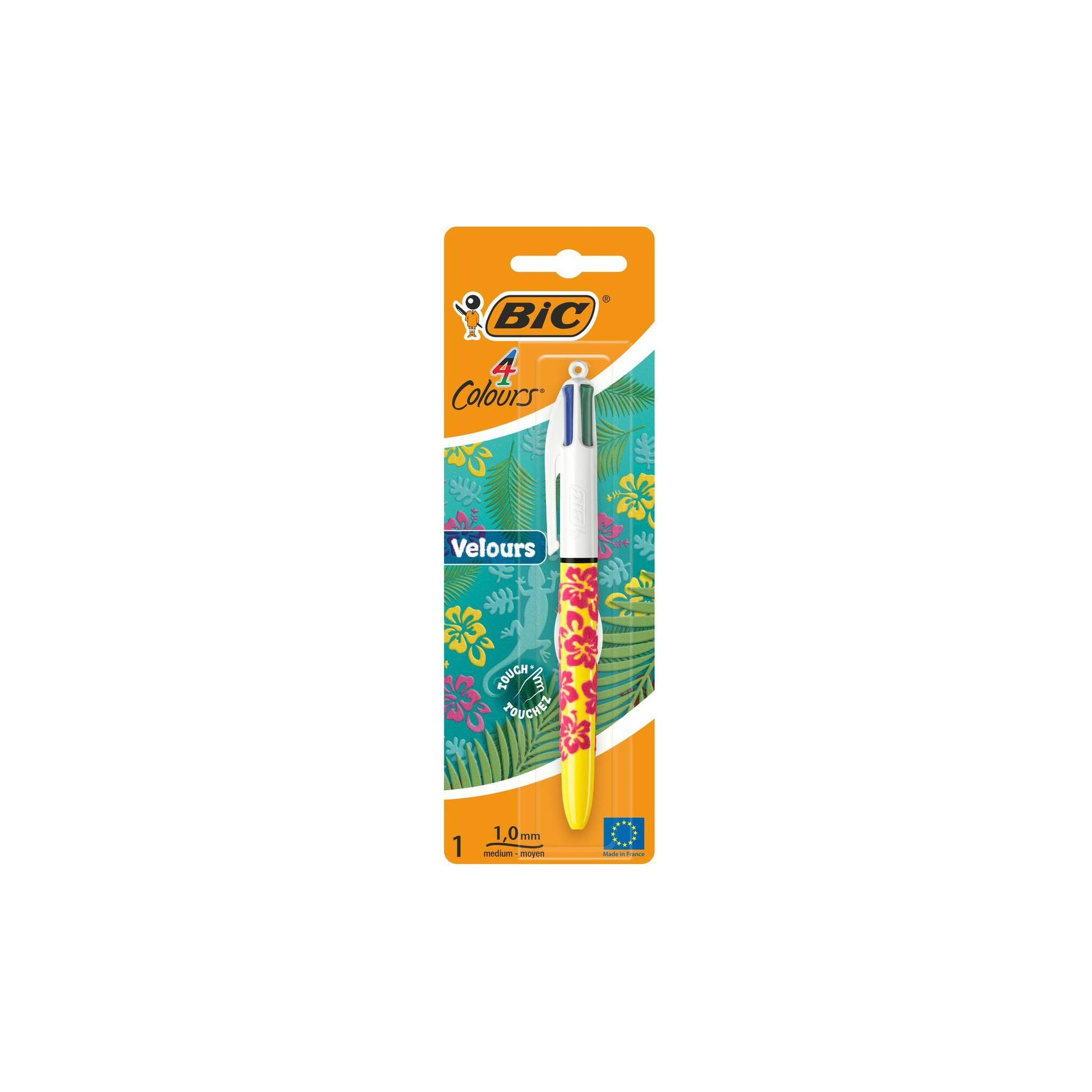 BIC 4 Colours Velvet Flower Pen || قلم بيك 4 ألوان قطيفة زهور | 3086123595521