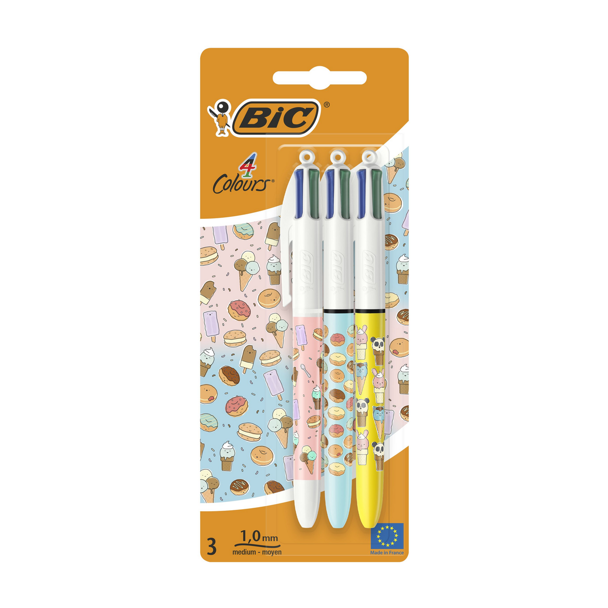 BIC 4 Colours Cute Food Pens – Pack of 3 || طقم أقلام بيك 4 ألوان كيوت فود 3 حبة | 3086123680777