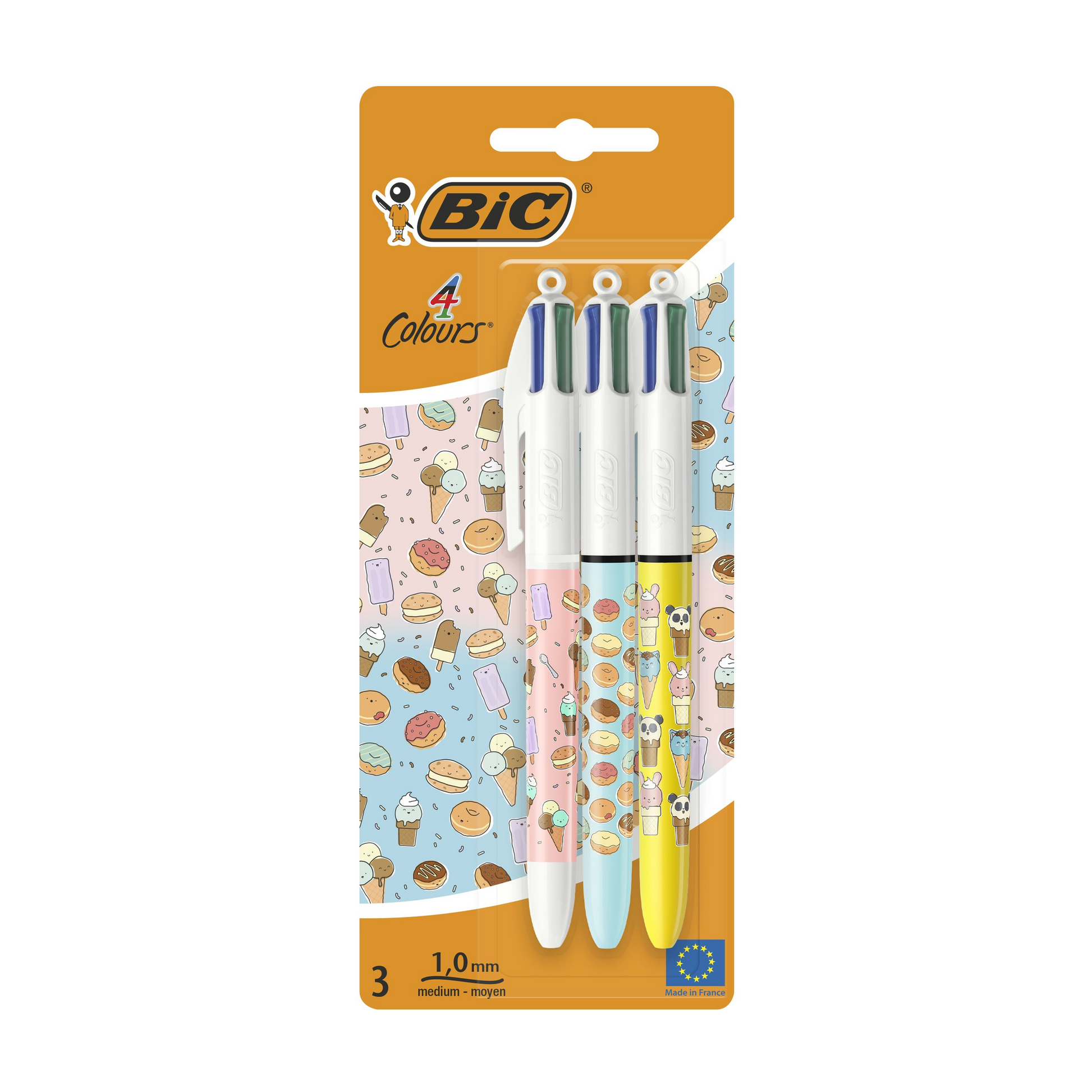 BIC 4 Colours Cute Food Pens – Pack of 3 || طقم أقلام بيك 4 ألوان كيوت فود 3 حبة | 3086123680777