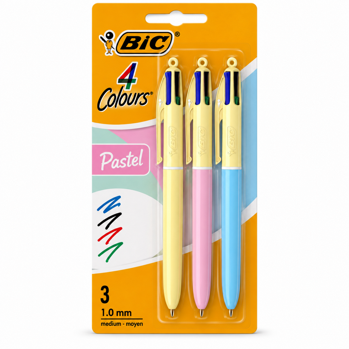 BIC 4 Colours Pastel Pens – Pack of 3 || طقم أقلام بيك 4 ألوان باستيل 3 حبة | 3086123740266