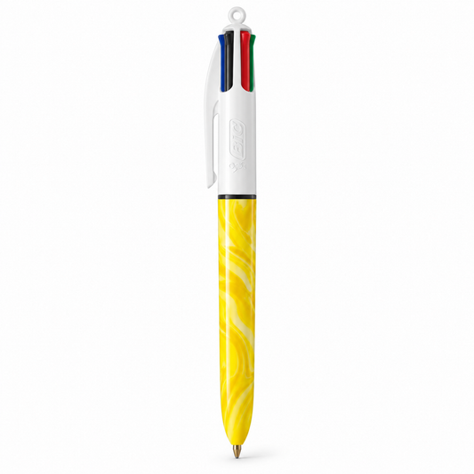 BIC 4 Colours Hydro Yellow Pens || قلم بيك 4 ألوان هيدرو أصفر