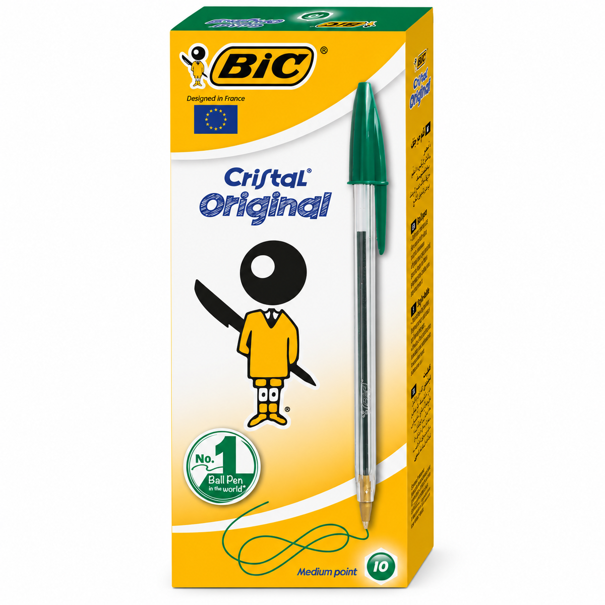باكيت ١٠ أقلام حبر BIC Cristal Original أخضر 1.0 مم
