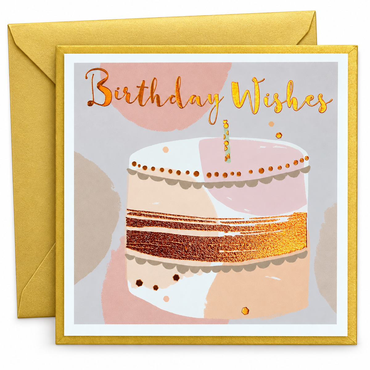 Foil Birthday Wishes Cake Greeting Card || بطاقة تهنئة أمنيات عيد الميلاد بتصميم كعكة وفويل