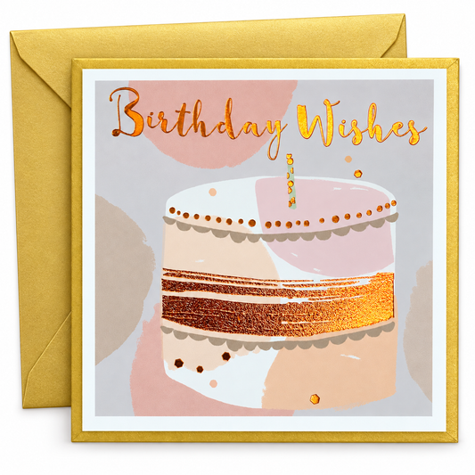 Foil Birthday Wishes Cake Greeting Card || بطاقة تهنئة أمنيات عيد الميلاد بتصميم كعكة وفويل