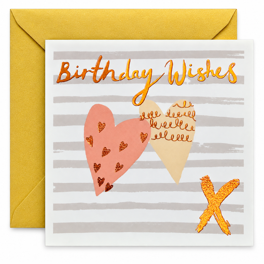 Birthday Wishes Hearts Greeting Card || بطاقة تهنئة أمنيات عيد الميلاد بتصميم قلوب