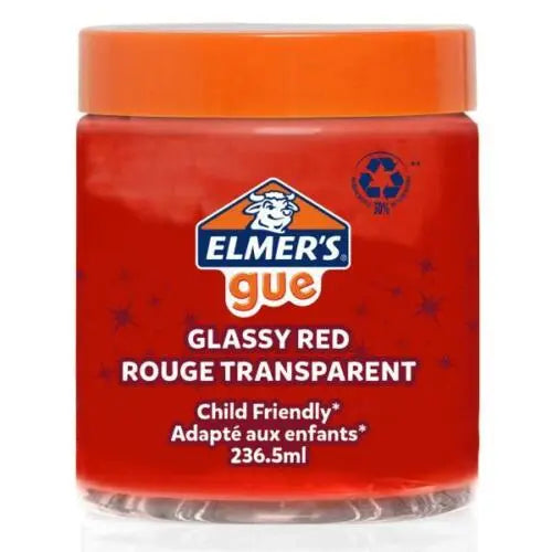 Elmers Gue Glassy Clear Transparent Slime 236 ml Red || سلايم المرز شفاف 236 مل امن للاطفال أحمر